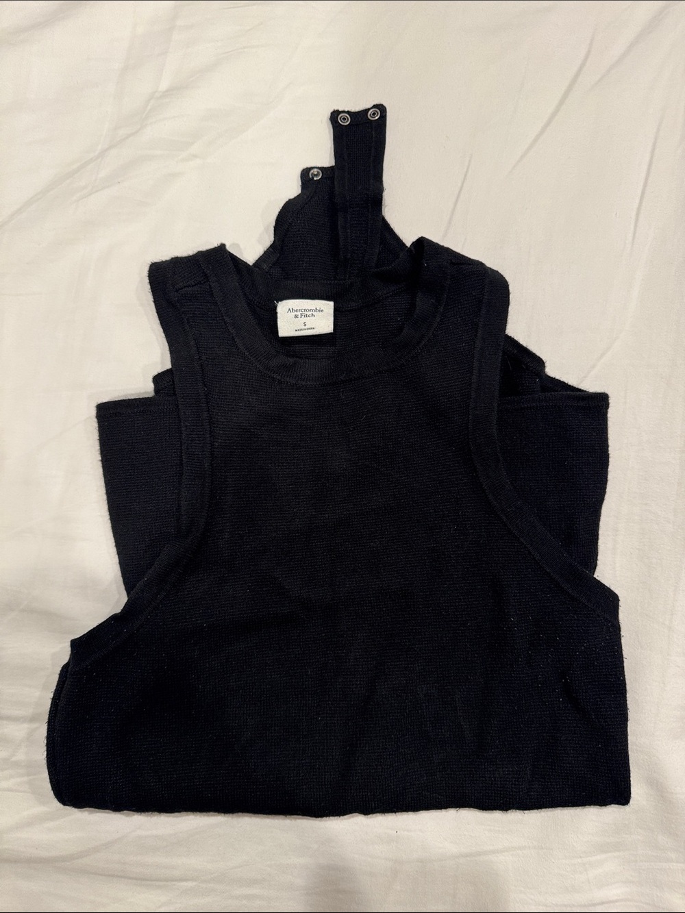 Abercrombie & Fitch Black Knit Tank with Snap-Tab Strap